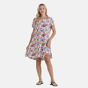 La Marey Multi Color Short Sleeves Dress One Size Fits Most