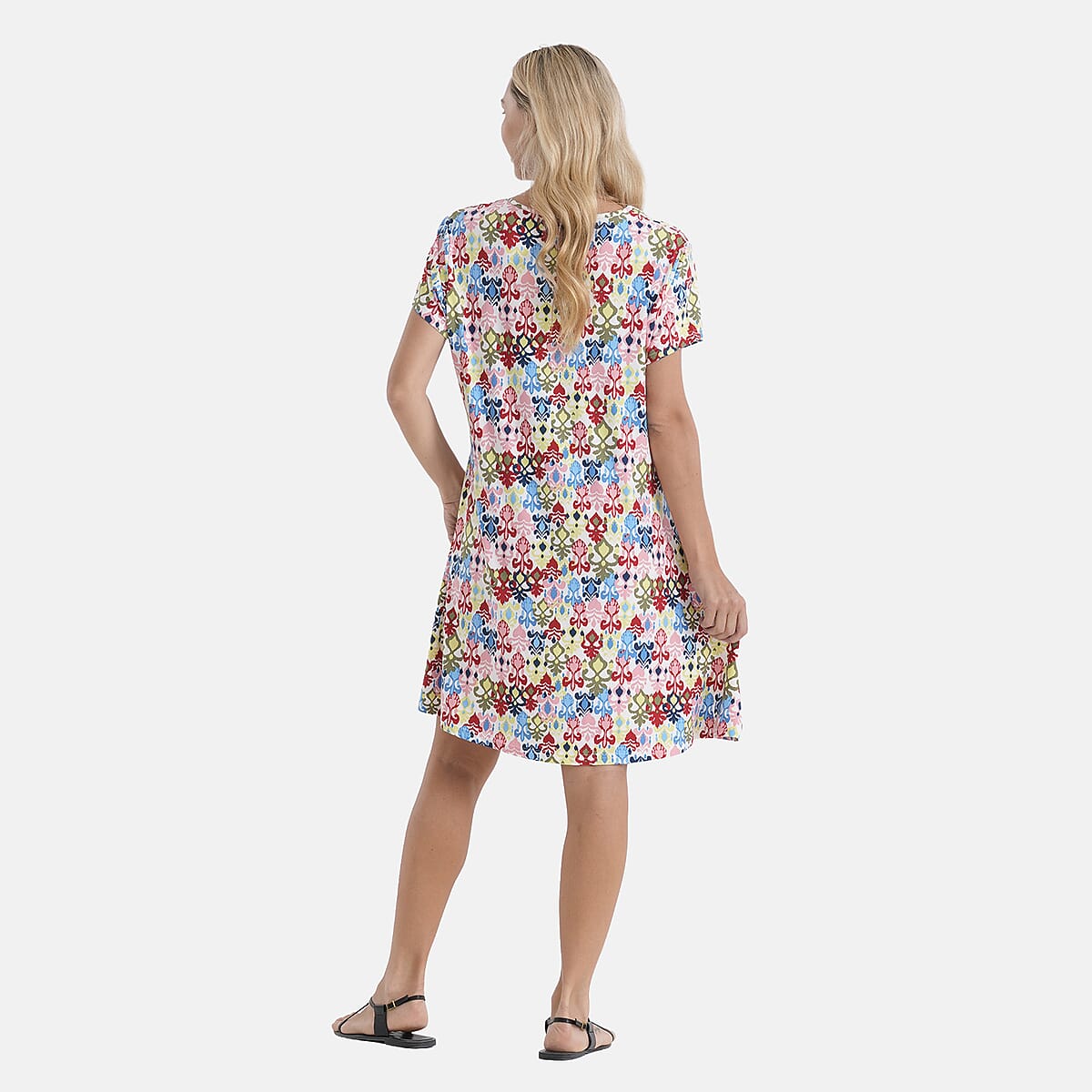 La Marey Multi Color Short Sleeves Dress One Size Fits Most image number 2