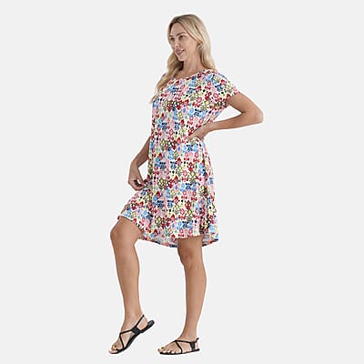La Marey Multi Color Short Sleeves Dress One Size Fits Most