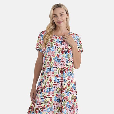 La Marey Multi Color Short Sleeves Dress One Size Fits Most
