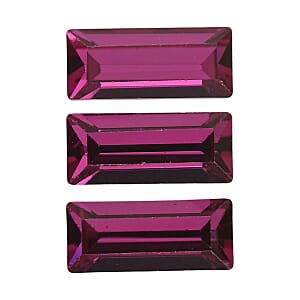 1.22 ctw Baguette Cut Fuchsia Swarovski Crystal Loose Stone (Set Of 3) (7x3 mm)