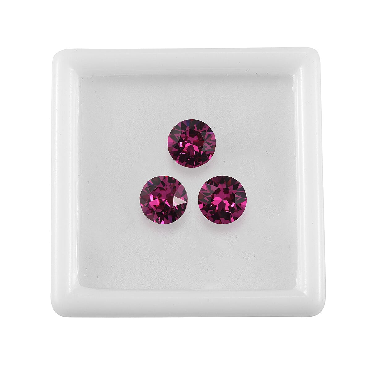3.57 ctw Round Cut Fuchsia Swarovski Crystal Loose Stone (Set Of 3) (7.25 mm) image number 2