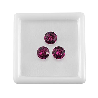 3.57 ctw Round Cut Fuchsia Swarovski Crystal Loose Stone (Set Of 3) (7.25 mm)