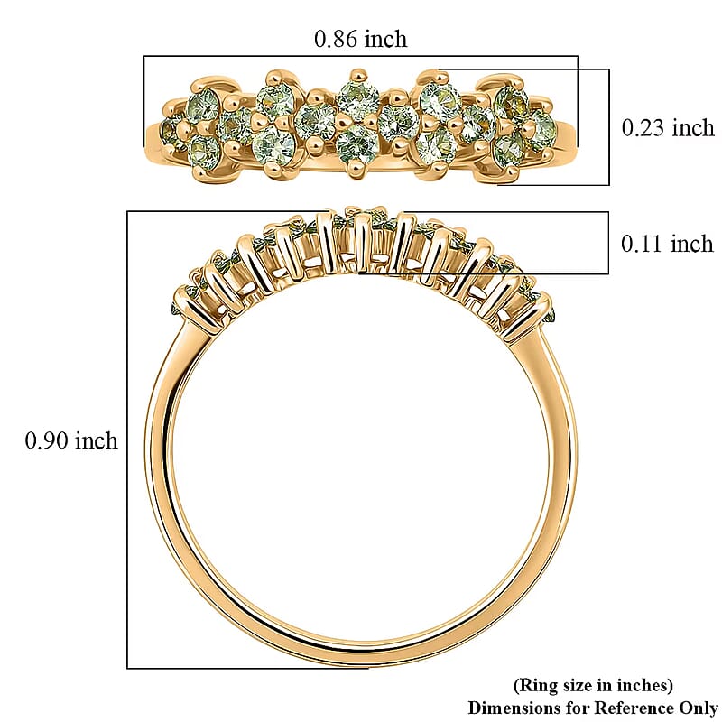 D'Joy Premium Ambanja Demantoid Garnet 0.65 ctw Nature’s Flame Band Ring in 18K Vermeil Yellow Gold Over Sterling Silver (Size 7.0)