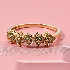 D'Joy Premium Ambanja Demantoid Garnet 0.65 ctw Nature&rsquo;s Flame Band Ring in 18K Vermeil Yellow Gold Over Sterling Silver (Size 8.0)