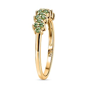 D'Joy Premium Ambanja Demantoid Garnet 0.65 ctw Nature&rsquo;s Flame Band Ring in 18K Vermeil Yellow Gold Over Sterling Silver (Size 8.0)