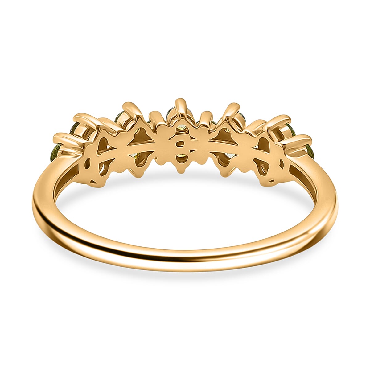 D'Joy Premium Ambanja Demantoid Garnet 0.65 ctw Nature&rsquo;s Flame Band Ring in 18K Vermeil Yellow Gold Over Sterling Silver (Size 8.0) image number 4