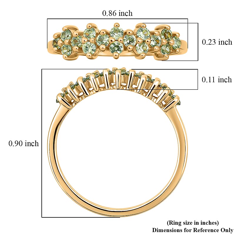 D'Joy Premium Ambanja Demantoid Garnet 0.65 ctw Nature’s Flame Band Ring in 18K Vermeil Yellow Gold Over Sterling Silver (Size 9.0)