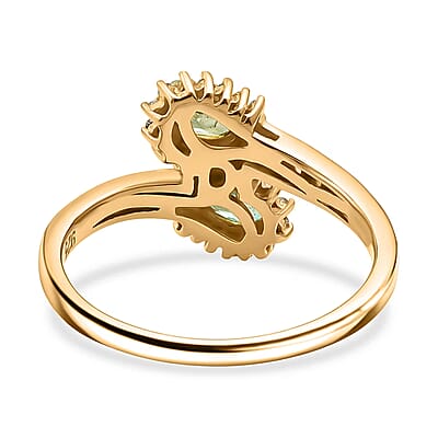D'Joy Premium Ambanja Demantoid Garnet and White Zircon 1.00 ctw Ring in 18K Vermeil Yellow Gold Over Sterling Silver (Size 10.0)