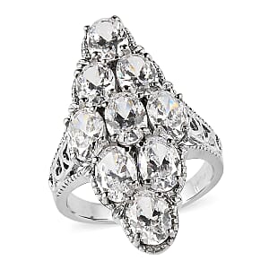 EverTrue Simulated Diamond Cluster Ring in Stainless Steel (Size 10.0) 12.00 ctw