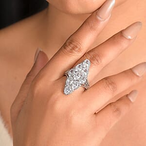 EverTrue Simulated Diamond Cluster Ring in Stainless Steel (Size 10.0) 12.00 ctw