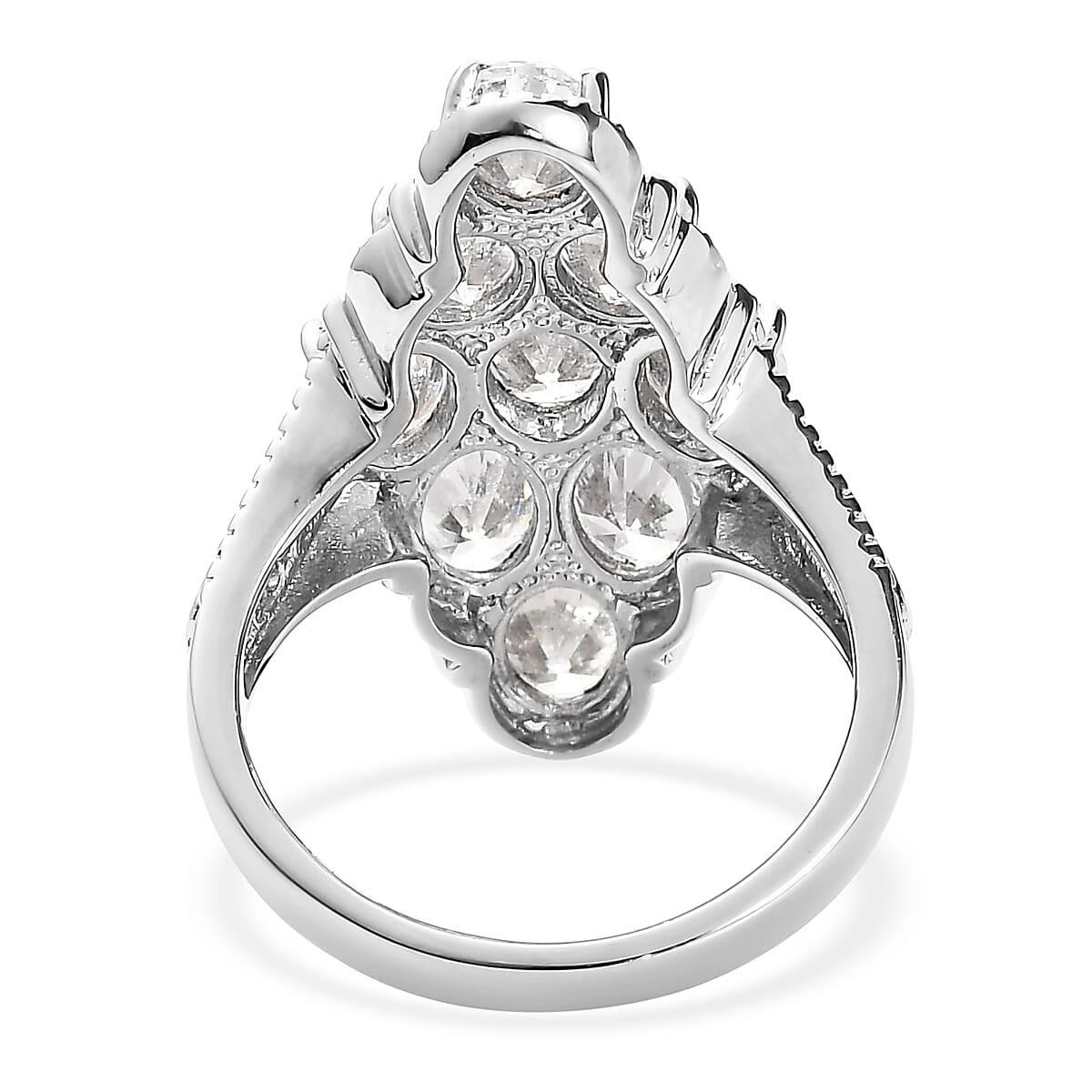 EverTrue Simulated Diamond Cluster Ring in Stainless Steel (Size 10.0) 12.00 ctw image number 4