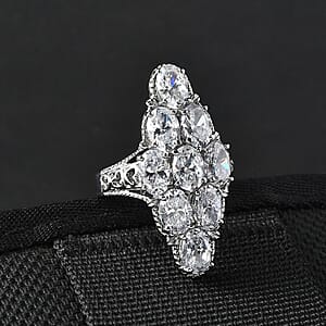 EverTrue Simulated Diamond Cluster Ring in Stainless Steel (Size 5.0) 12.00 ctw