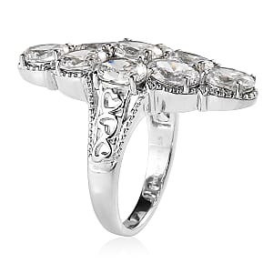EverTrue Simulated Diamond Cluster Ring in Stainless Steel (Size 5.0) 12.00 ctw