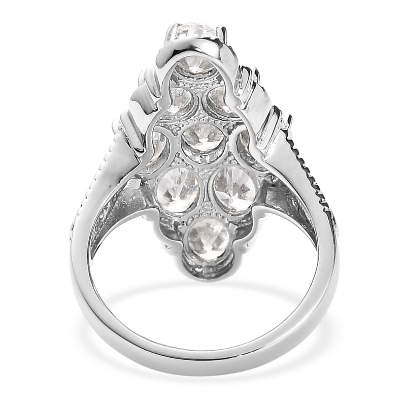 EverTrue Simulated Diamond Cluster Ring in Stainless Steel (Size 6.0) 12.00 ctw