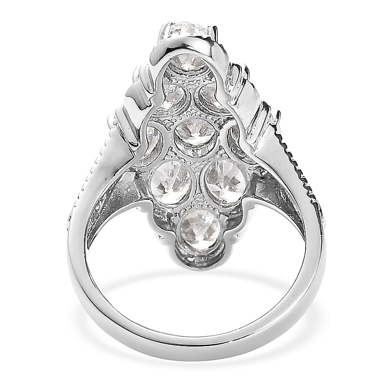 EverTrue Simulated Diamond Cluster Ring in Stainless Steel (Size 6.0) 12.00 ctw
