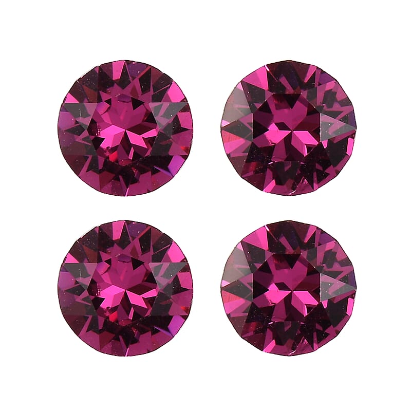 1.73 ctw Round Cut Fuchsia Swarovski Crystal Loose Stone (Set Of 4) (5.3 mm)