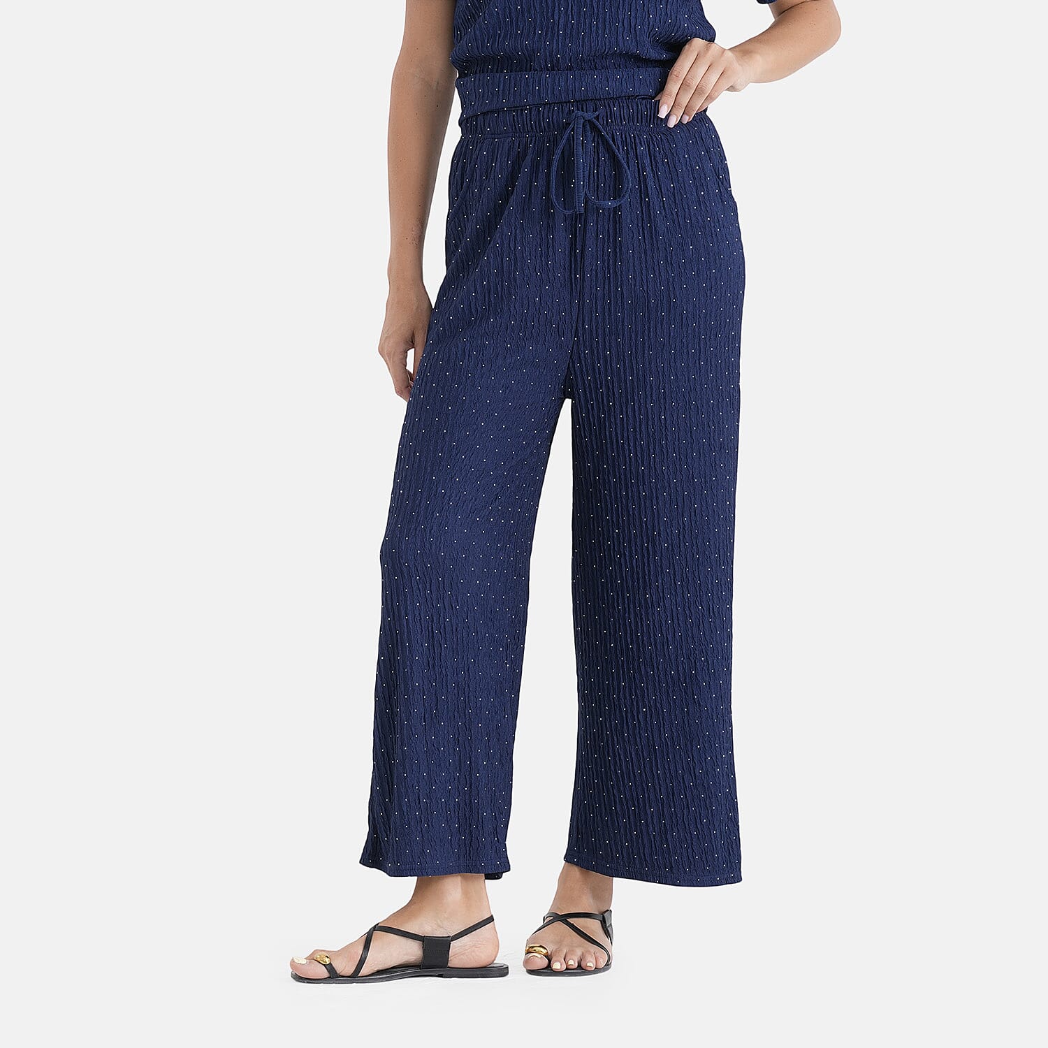 La Marey Navy Sparkle Knit Pant Set - One Size Missy
