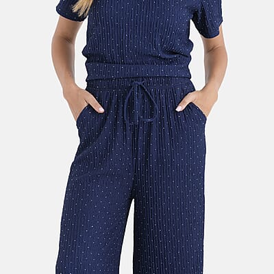 La Marey Navy Sparkle Knit Pant Set - One Size Missy