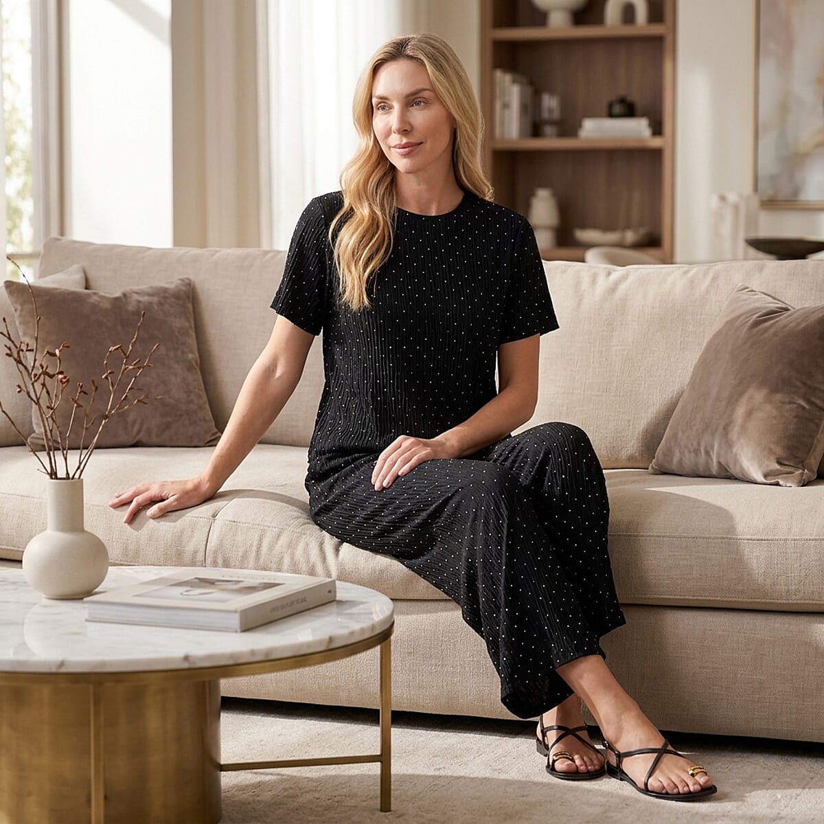 La Marey Black 2pcs Pajama Set - One Size Plus image number 1
