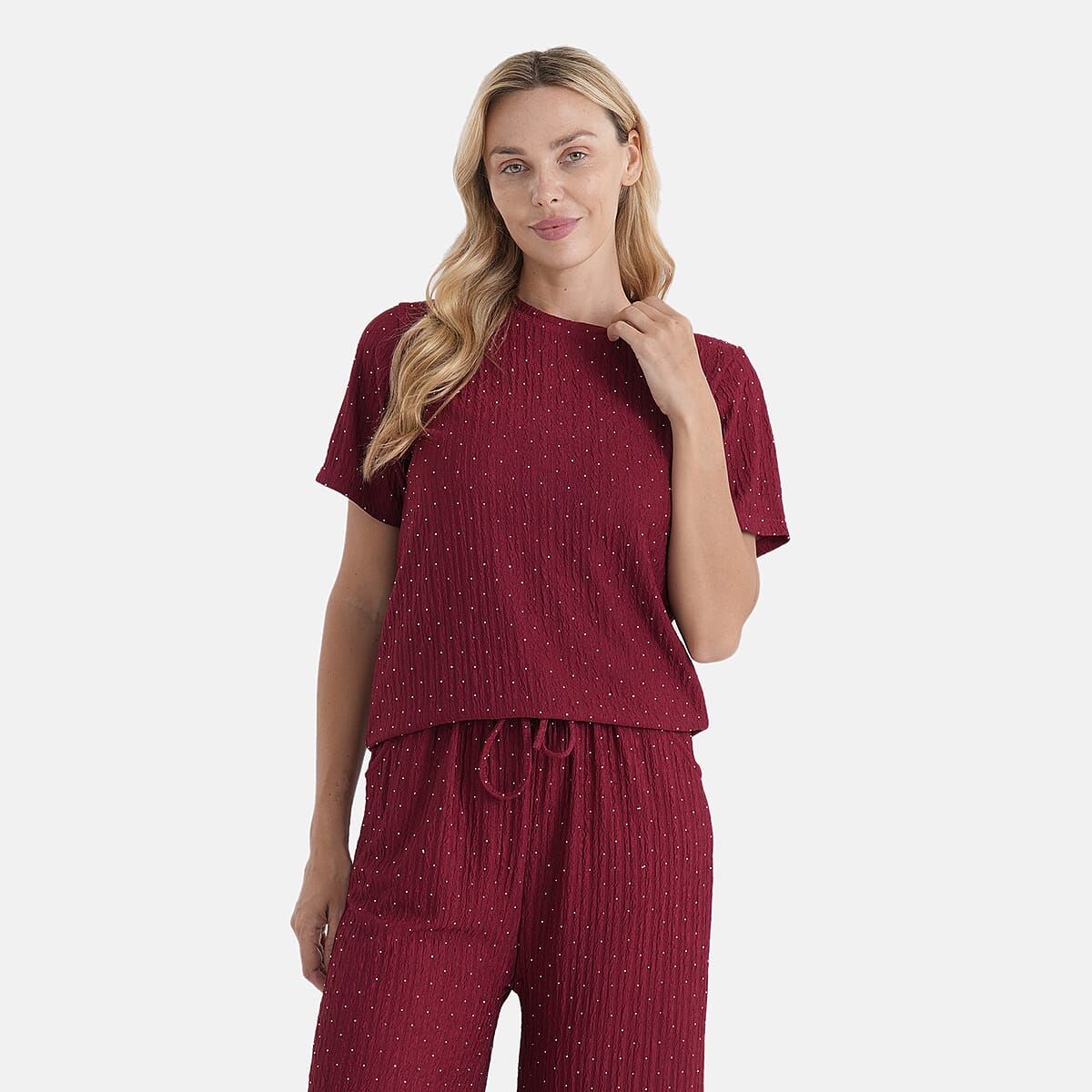 La Marey Wine 2pcs Pajama Set - One Size Missy image number 4