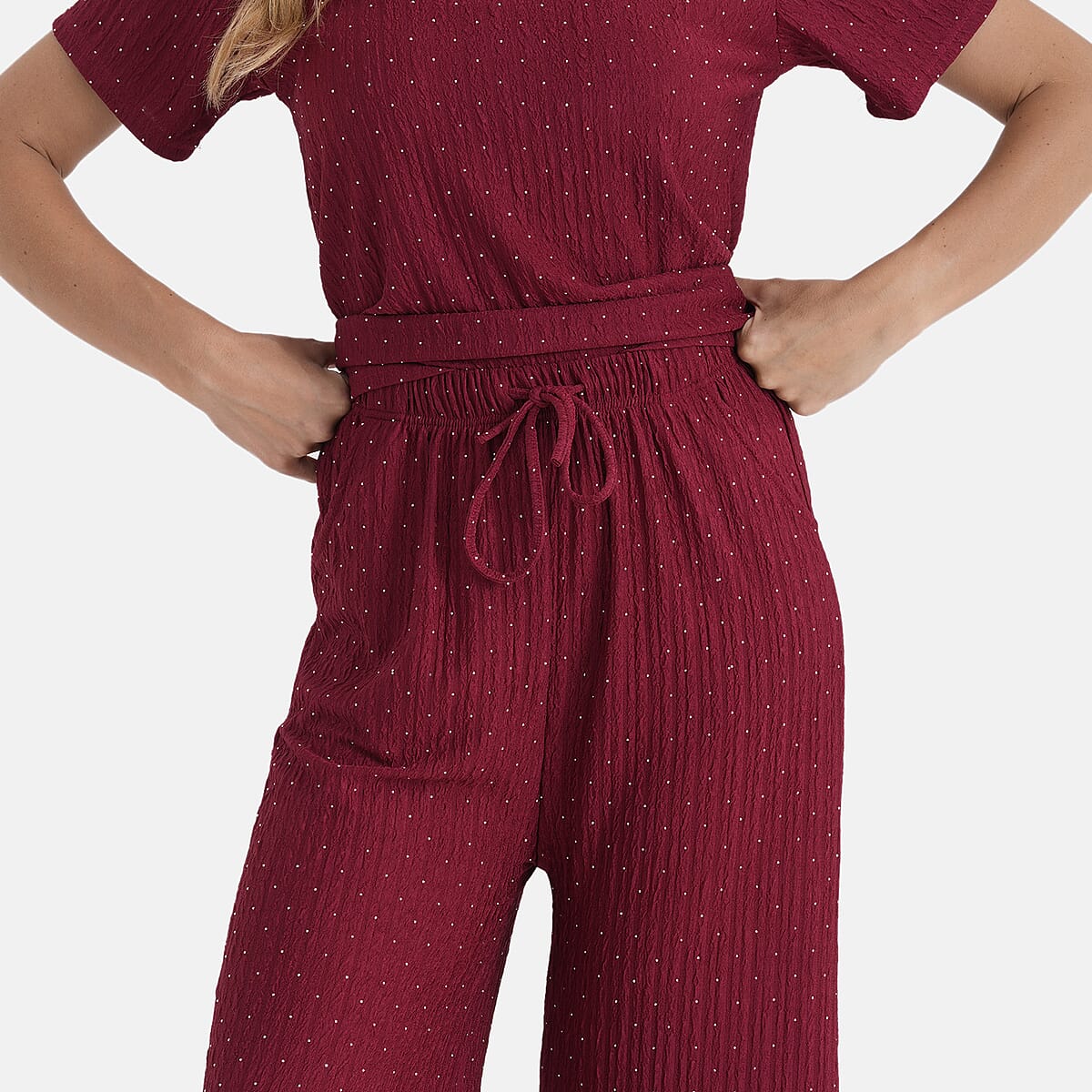 La Marey Wine 2pcs Pajama Set - One Size Missy image number 6