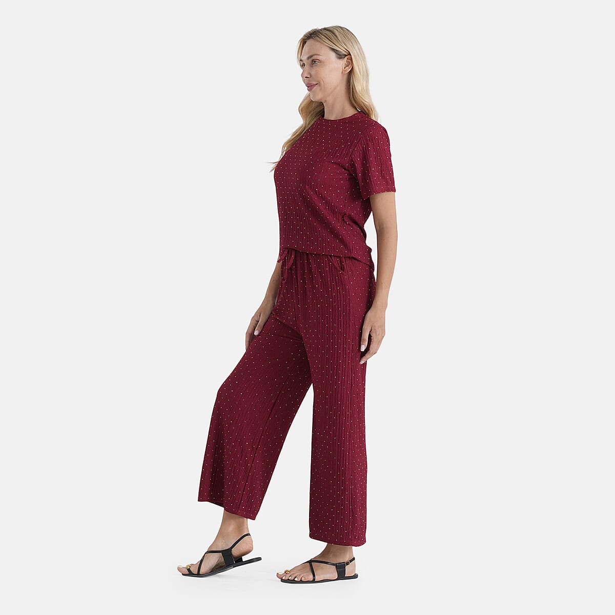 La Marey Wine 2pcs Pajama Set - One Size Plus image number 3