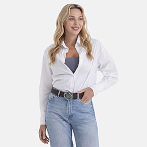 Brown Foux Leather Floral Pattern Buckle Belt