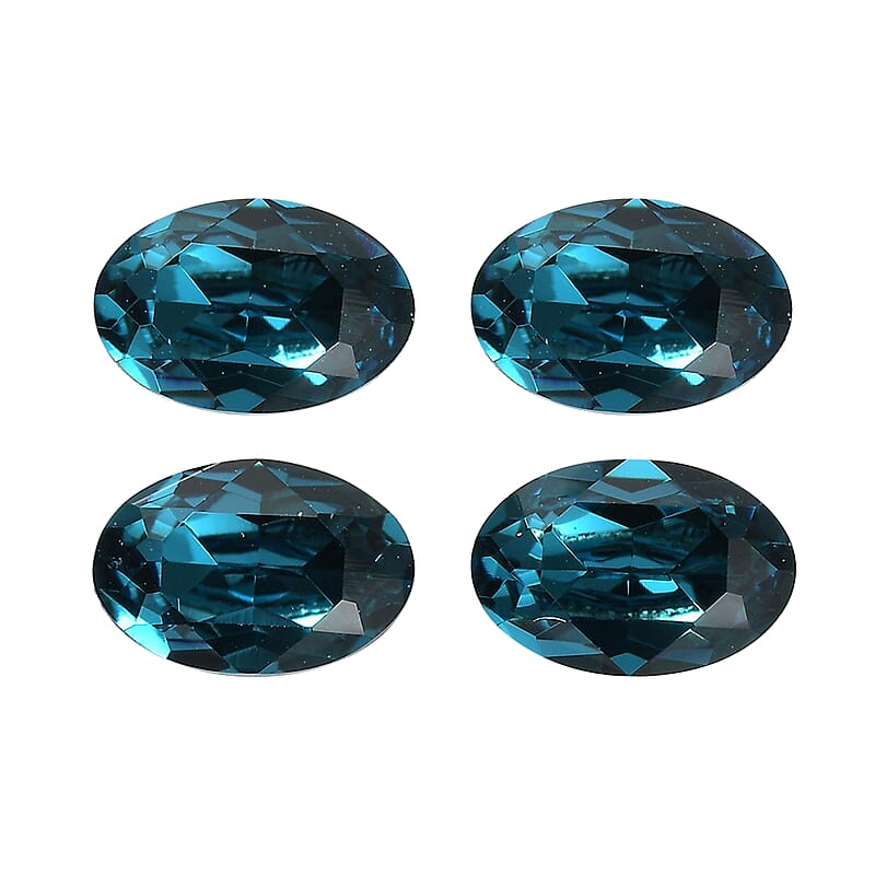 1.54 ctw Oval Cut Indicolite Swarovski Crystal Loose Stone (Set Of 4) (6x4 mm)