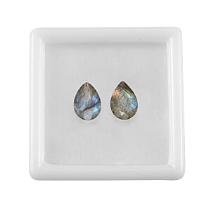 1.16 ctw Pear Cut Malagasy Labradorite Loose Gemstone (Set Of 2) (7x5 mm)