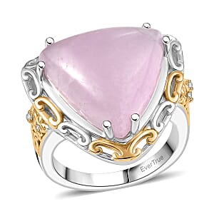 EverTrue Kunzite, White Zircon Ring in 18K YG Plated and Platinum Bond (Size 10.0) 10.85 ctw