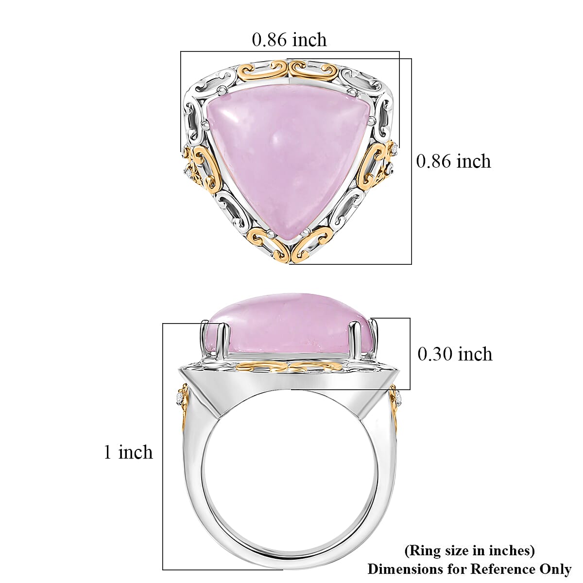 EverTrue Kunzite , White Zircon Fillegree Work Ring in 18K YG Plated and Platinum Bond (Size 6) 13.26 ctw