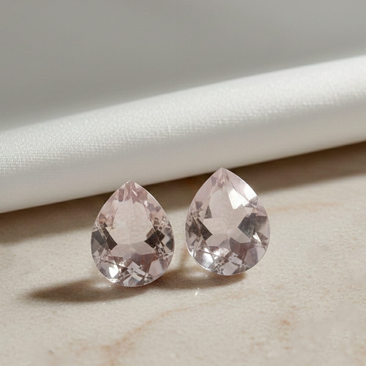 2.77 ctw Pear Cut Rose Quartz Loose Gemstone (Set Of 2) (9x7 mm) image number 1