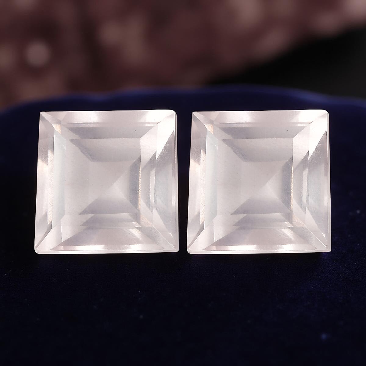 2.94 ctw Square Cut Rose Quartz Loose Gemstone (Set Of 2) (7 mm) image number 1