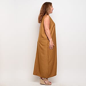La Marey Taupe Deep V Neck Maxi Dress - One Size Missy 