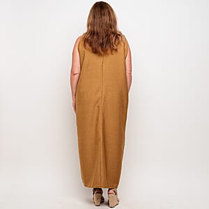 La Marey Taupe Deep V Neck Maxi Dress - One Size Missy 