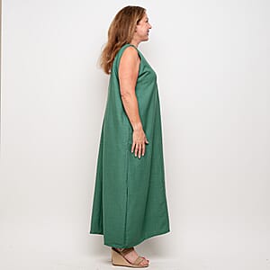 La Marey Green Deep V Neck Maxi Dress - One Size Missy