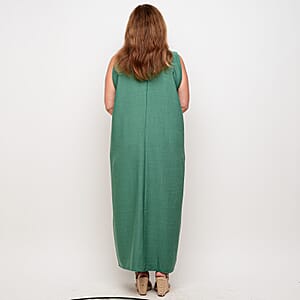 La Marey Green Deep V Neck Maxi Dress - One Size Missy
