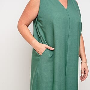 La Marey Green Deep V Neck Maxi Dress - One Size Missy