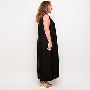 La Marey Black Deep V Neck Maxi Dress - One Size Missy