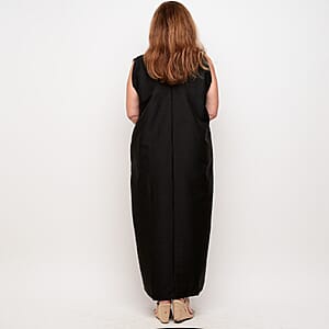 La Marey Black Deep V Neck Maxi Dress - One Size Missy
