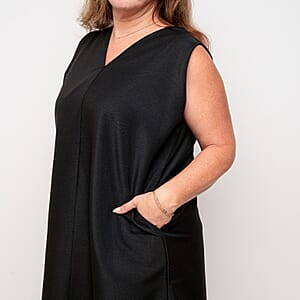 La Marey Black Deep V Neck Maxi Dress - One Size Missy