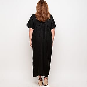 La Marey Black V Neck Kimono Sleeve Maxi Dress- One Size Fits Most