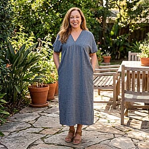 La Marey Blue V Neck Kimono Sleeve Maxi Dress- One Size Fits Most