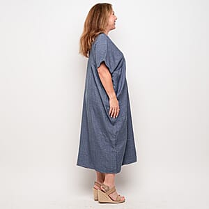 La Marey Blue V Neck Kimono Sleeve Maxi Dress- One Size Fits Most
