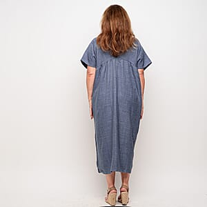 La Marey Blue V Neck Kimono Sleeve Maxi Dress- One Size Fits Most