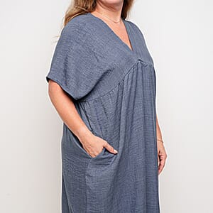La Marey Blue V Neck Kimono Sleeve Maxi Dress- One Size Fits Most