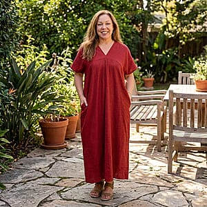 La Marey Wine V Neck Kimono Sleeve Maxi Dress- One Size Fits Most