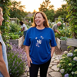 La Marey Navy Butterfly Pattern Short Sleeve Tops - One Size Fits Most