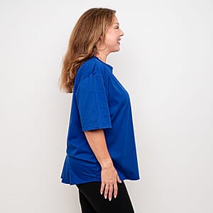 La Marey Navy Butterfly Pattern Short Sleeve Tops - One Size Fits Most